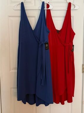 Set of  Faux Wrap V-Neck Sleeveless Dresses